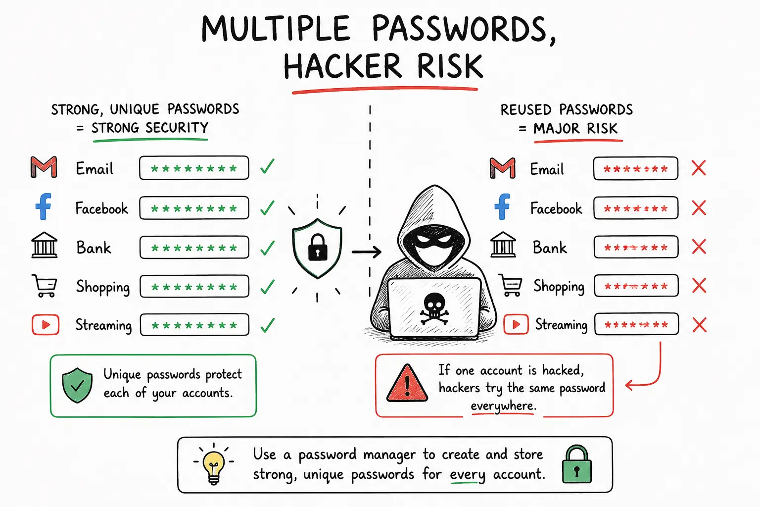 Multiple Passwords Hacker Risk